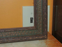 Antique 34&quot;x19.5&quot; 1900s Picture Frame Art Deco Nouveau bronze &amp; green cobbleston - £42.47 GBP