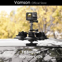 Vamson 9cm Removable Tri Angle Suction Cup Mount for Go Pro Hero 11 10 9... - £16.37 GBP+