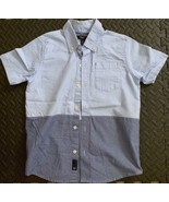 Gap Kids Jean Shirt Two Tone Blue Top Button Down Short Sleeve Regular S... - £14.78 GBP