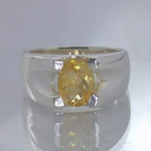 Yellow Burma Citrine Oval Solitaire Sterling Silver Ring size 10.25 Design 318 - £83.22 GBP