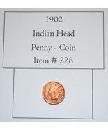 Penny, 1902, Indian Head Penny, # 228, Indian head pennies, vintage coins - $15.40