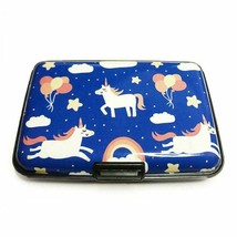 Expanding Business Credit Card Unicorn Style 4 Caddy Case Wallet Aluminum Blue - £3.55 GBP