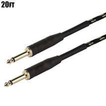 20FT Guitar Cable 1/4 TS Male Jack Music Audio Patch Cord Instrument Gold Plated - £27.40 GBP
