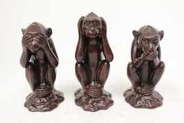 Hardened Clay 3 Monkey Figurine See no Evil Hear no Evil Speak no Evil Vietnam - £22.94 GBP