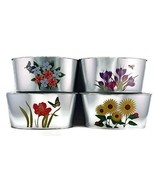 Flower Pots 8 7/8 x 4 1/2 x 4 &quot; Set of 4, Floral Galvanized Metal Oval S... - £15.63 GBP