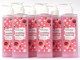 6 Bottles Bodycology Nourishing Hand Soap Pump Spring Rose Scented 10 Fl oz