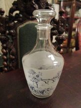 Decanter Bottle with Stopper Clear and Blue Decor 7&quot; X 3 1/2&quot; [GL-5] - $46.05