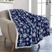 The 50 X 60-Inch Pavilia Premium Christmas Sherpa Throw Blanket Features A Blue - £29.72 GBP