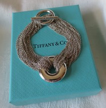 Tiffany &amp; Co. Sterling Silver Multi Mesh Strand Circle Disc Bracelet 7.5&quot;~B &amp; P - £199.83 GBP