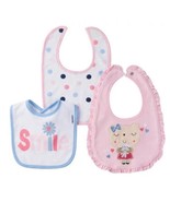 Gerber Baby Girl 100% Organic Cotton Bibs, Qty 3, Bunny, Polka Dots, Smile - $9.95