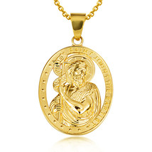 10K Solid Gold Oval Saint John The Baptist Pendant Necklace -Yellow, Rose, White - £320.47 GBP+