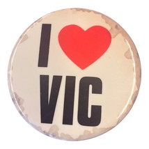 I Love Vic Vintage 1980s Pinback Button - $11.49