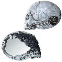 Nevermore Skull Raven Rose Poe Compact Makeup Mirror Resin V27 Alchemy Gothic - £15.14 GBP