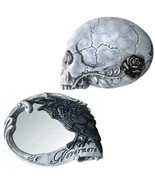 Nevermore Skull Raven Rose Poe Compact Makeup Mirror Resin V27 Alchemy G... - £14.90 GBP