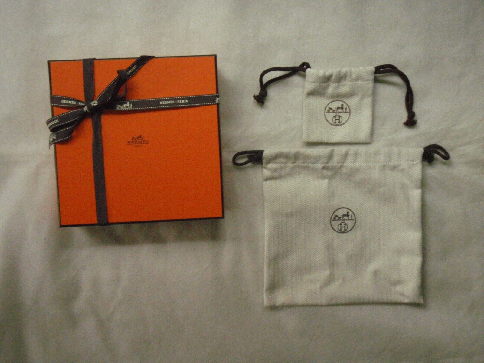 Hermes box square with ribbon tissue and dust bags for belt empty orange... - $72.26