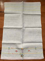 Vintage Embroidered Linen Towel #16w - $8.00