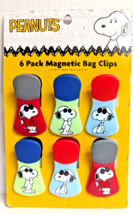 Peanuts Joe Cool Snoopy Magnetic Bag Clips Multicolor Set of 6 Cartoon G... - $18.97
