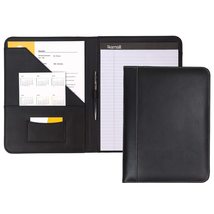 Samsill Contrast Stitch Leather Zippered Portfolio Folder/Business Portf... - £43.52 GBP
