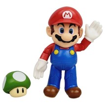 Nintendo Super Mario 4&quot; Mario Figure with 1-Up Mushroom - Jakks 2015 - £7.57 GBP