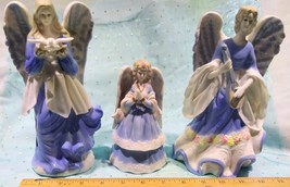 Trio of Porcelain &#39;Blue Angels&#39; Figurines Statues - £15.92 GBP