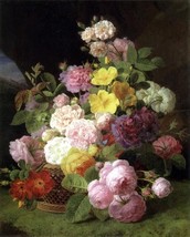 Art Giclee Printed Oil Painting Print Bouquet in the basket stillife - £6.42 GBP+