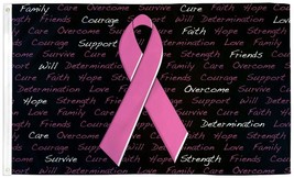 Pink Ribbon Breast Cancer Awareness Flag Black 3X5 FT - $17.99