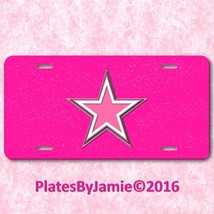 Pink White Silver Texas Star Glitter Background TX  Aluminum License Pla... - £13.42 GBP