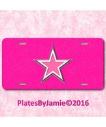 Pink White Silver Texas Star Glitter Background TX  Aluminum License Pla... - £13.27 GBP