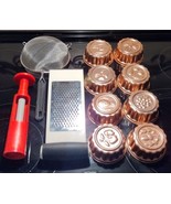 Copper Jello Molds Ring Strainer Wine Corker Cheese Grater 11pc Kitchen Lot - €34,84 EUR