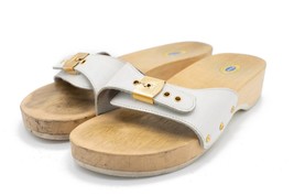 Dr Scholls Size 8 Original Clogs Exercise Wooden Sandals White w/Gold Bu... - £54.76 GBP