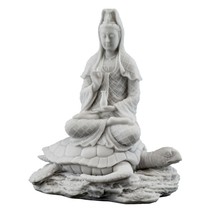 KWAN YIN RISING FROM THE SEA STATUE Quan Yin Buddha Goddess White Marble... - £43.92 GBP