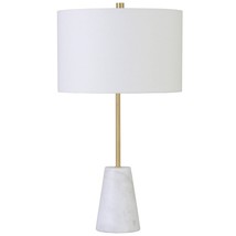 26&quot; Gold and White Marble Table Lamp With White Drum Shade - $214.78