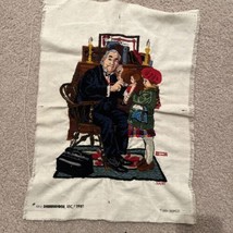 Vintage Crewel embroidered completed Norman Rockwell “Dr. and the doll” ... - $22.28