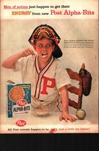 Post Alpha Bits Baseball Vintage 1959 Cereal Ad Magazine Print Catcher M... - $25.98