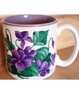 Vintage Jane Bowen Signed Trademarked Coffee Mug Cup Violets Flowers - €10,53 EUR