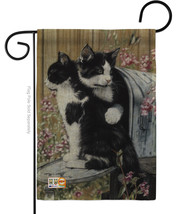 Tuxedo Cat Burlap - Impressions Decorative Garden Flag G160079-DB - £18.42 GBP