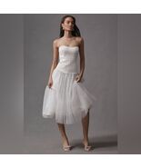 Anthropologie BHLDN Strapless A-Line Satin Tulle-Skirt Midi Dress Size S... - $3,178.11 MXN