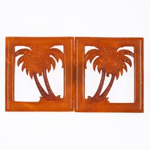 c1940&#39;s carved Butterscotch bakelite palm trees belt buckle set - £232.15 GBP
