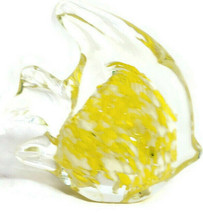 angel Fish Figurine Confetti Art glass Yellow/White Paperweight Sun-catcher 3&quot; - £22.37 GBP