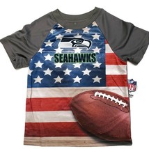 Seattle Seahawks Boys Football Stars &amp; Stripes Short Sleeve Shirt Toddler 3T 4T - £8.58 GBP