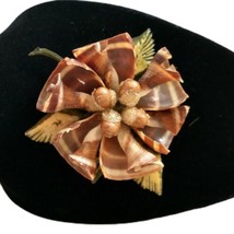Celluloid Brooch Kitschy Pin Autumn Fall Acorn Shell Flower Vintage Mid Century  - £15.90 GBP
