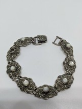 Vintage Sterling Silver 925 Thailand Marcasite Bracelet 7&quot; - £31.37 GBP