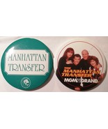 MANHATTAN TRANSFER 2 Buttons Large 3 Inch Metal Las Vegas MGM Grand Vint... - $11.94 CAD