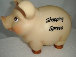 Piggy Bank Blush Pink Color Shopping Sprees Sentiment Resin 10" Long image 2