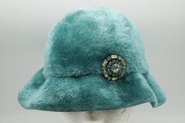 Grenadier Velour Hat Blue Miss Rose Chapeaux 1950&#39;s Church Derby Fancy Hat - £31.02 GBP