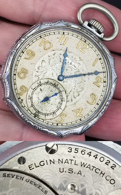 antique pocket watch ELGIN NATL WATCH CO. 7j 12S Illinois &quot;SPARTAN&quot; - $69.99