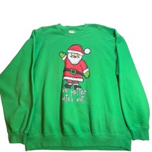 Santa Christmas Sweatshirt Mens XL Green Long Sleeve You Better Watch Out - £9.17 GBP