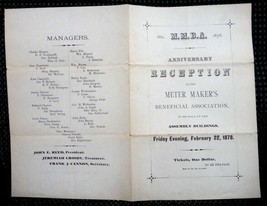 1878 antique METER MAKER&#39;S mmba ANNIV RECEPTION PROGRAM prr railroad affil? - £50.58 GBP