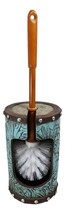 Rustic Vintage Western Turquoise Faux Leather Floral Toilet Brush and Holder Set - £22.37 GBP