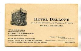  Hotel Dellone Business Card Omaha Nebraska 1930's - $17.82